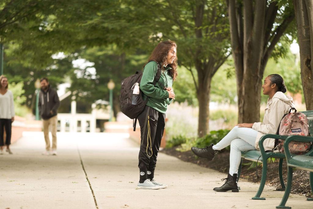 students talking in hayes